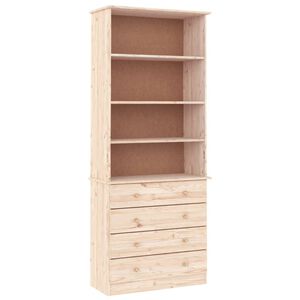 vidaXL ALTA t&ouml;m&ouml;r fenyőfa fi&oacute;kos k&ouml;nyvszekr&eacute;ny 77x35x186,5 cm