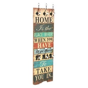 vidaXL falra szerelhető fogas 6 akaszt&oacute;val 120 x 40 cm &bdquo;HOME IS&rdquo;