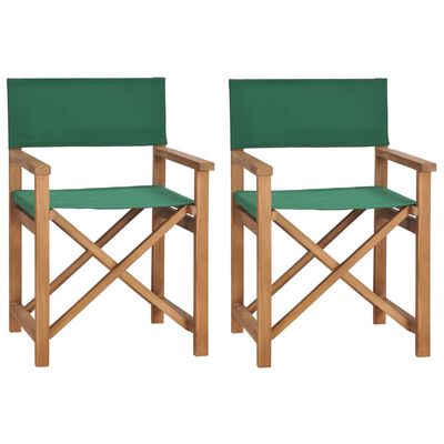 vidaXL 2 db zöld tömör tíkfa rendezői szék