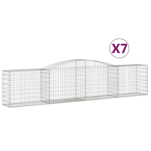 vidaXL 7 db íves horganyzott vas gabion kosár 400x50x80/100 cm