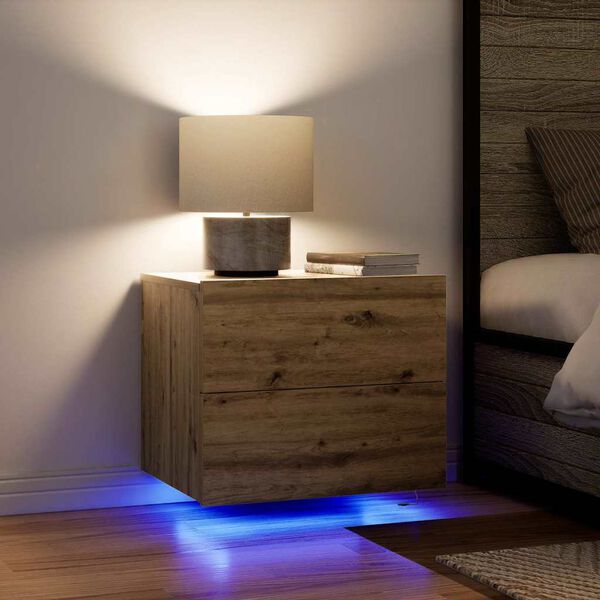 vidaXL &Eacute;jjeliszekr&eacute;ny fi&oacute;kkal Artisan t&ouml;lgy 50 x 39 x 41 cm Faanyag