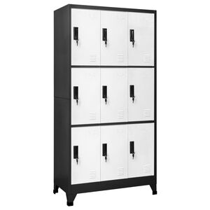 vidaXL antracitsz&uuml;rke-feh&eacute;r ac&eacute;l z&aacute;rhat&oacute; szekr&eacute;ny 90 x 45 x 180 cm