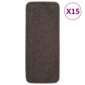 vidaXL 15 db barna négyszögű csúszásmentes lépcsőszőnyeg 60 x 25 cm