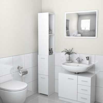 vidaXL fehér szerelt fa fürdőszobaszekrény 25x26,5x170 cm