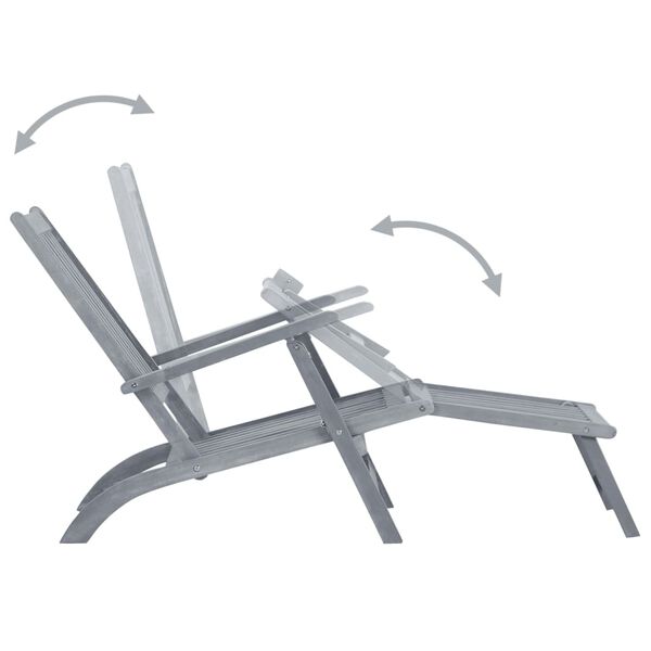 vidaXL tömör akácfa kültéri napozószék lábtartóval és párnával