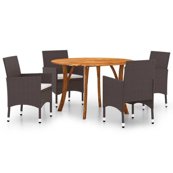 vidaXL 5 r&eacute;szes barna kerti &eacute;tkezőgarnit&uacute;ra