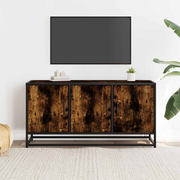 vidaXL f&uuml;st&ouml;s t&ouml;lgy sz&iacute;nű szerelt fa &eacute;s f&eacute;m TV-szekr&eacute;ny 100x35x50 cm