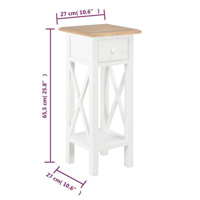 vidaXL fehér fa kisasztal 27 x 27 x 65,5 cm
