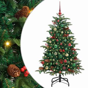 vidaXL Mű kar&aacute;csonyfa 150 LED-del Z&ouml;ld 150 cm PVC &eacute;s F&eacute;m &eacute;s Műanyag