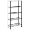 vidaXL 5 szintes fekete t&aacute;rol&oacute;polc kerekekkel 75 x 35 x 155 cm 250 kg