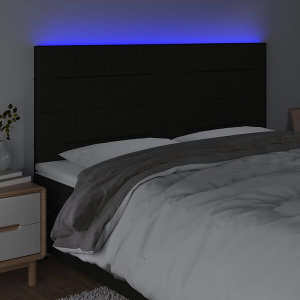 vidaXL fekete sz&ouml;vet LED-es fejt&aacute;mla 160x5x118/128 cm