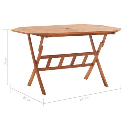 vidaXL tömör akácfa összecsukható kerti asztal 135 x 85 x 75 cm