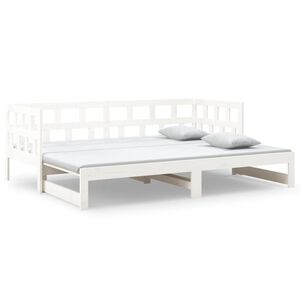 vidaXL feh&eacute;r t&ouml;m&ouml;r fenyőfa kih&uacute;zhat&oacute; kanap&eacute;&aacute;gy 2 x (90 x 200) cm