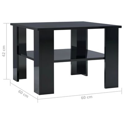 vidaXL magasfényű fekete forgácslap dohányzóasztal 60 x 60 x 42 cm