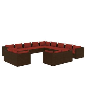 vidaXL 13 r&eacute;szes barna polyrattan kerti &uuml;lőgarnit&uacute;ra p&aacute;rn&aacute;kkal