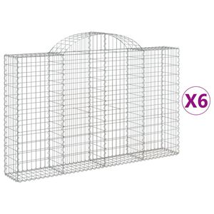 vidaXL 6 db &iacute;ves horganyzott vas gabion kos&aacute;r 200x30x120/140 cm
