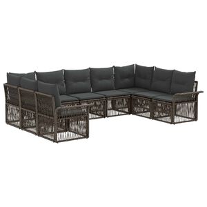 vidaXL Kerti Kanap&eacute; Szett 9 pcs Sz&uuml;rke polirattan