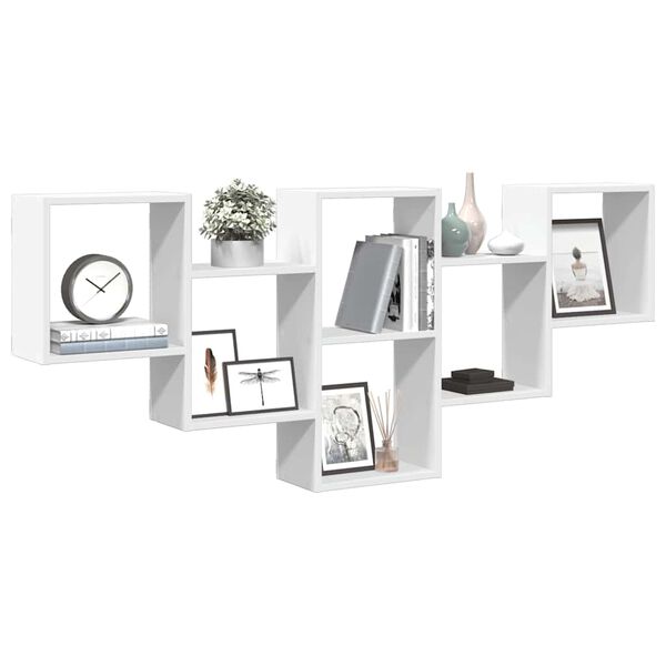 vidaXL feh&eacute;r szerelt fa fali polc 159 x 18 x 66 cm