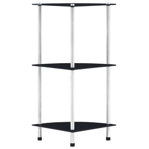 vidaXL 3 szintes fekete edzett &uuml;veg polc 30 x 30 x 67 cm
