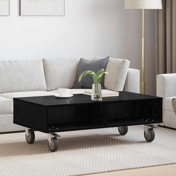 vidaXL G&ouml;rd&uuml;l&eacute;keny oldalasztal Fekete t&ouml;lgy 90 x 50 x 30 cm Faanyag