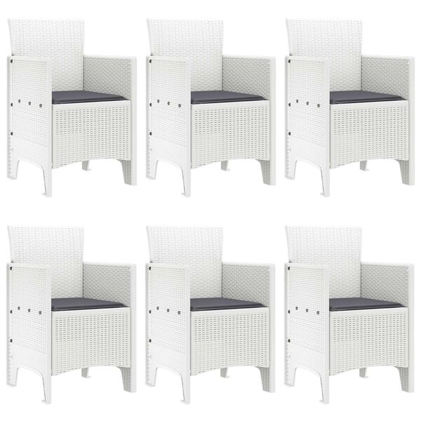 vidaXL Kert étkező szett 7 pcs Fehér Polt rattan