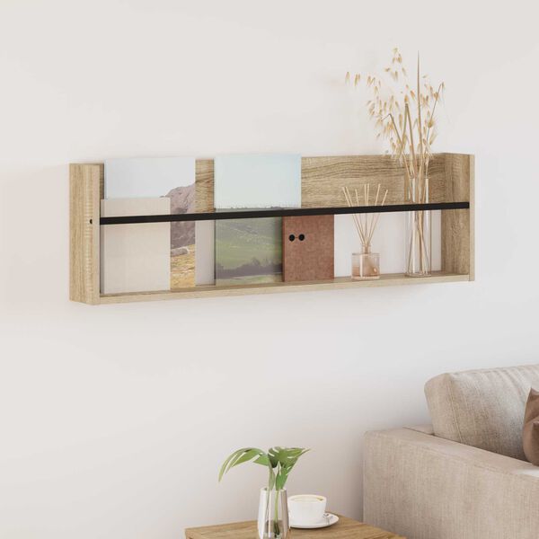 vidaXL Magazin &aacute;llv&aacute;ny polcokkal Sonoma t&ouml;lgy 100 x 12 x 30 cm Faanyag