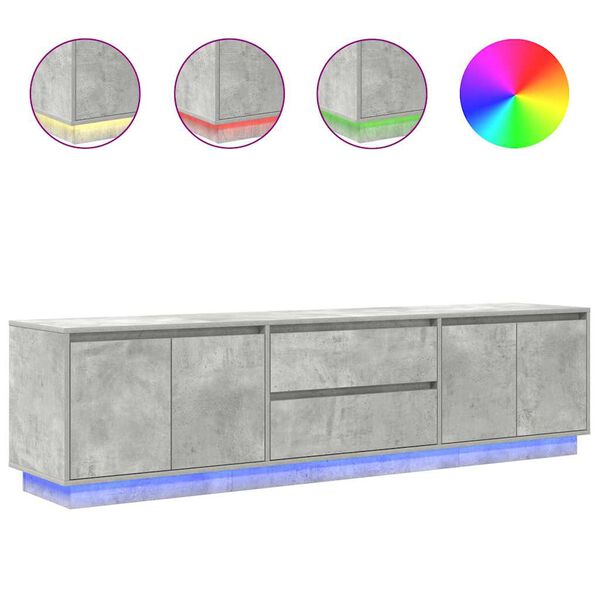 vidaXL betonsz&uuml;rke TV-szekr&eacute;ny LED l&aacute;mp&aacute;kkal 193,5x41x50 cm