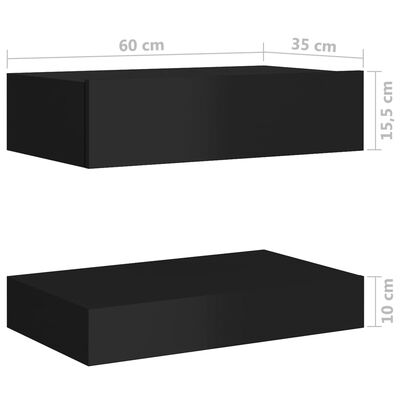 vidaXL magasfényű fekete TV-szekrény LED-lámpákkal 60 x 35 cm
