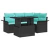 vidaXL Kerti Kanap&eacute; Szett p&aacute;rn&aacute;val t&aacute;rol&oacute;val 5 pcs Fekete Poly Rattan
