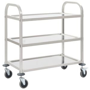 vidaXL 3 szintes rozsdamentes ac&eacute;l zs&uacute;rkocsi 95 x 45 x 83,5 cm