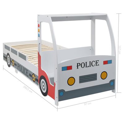vidaXL rendőrautó formájú gyerekágy memóriahabos matraccal 90 x 200 cm