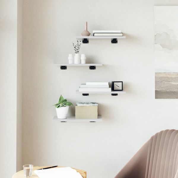 vidaXL 4 db magasf&eacute;nyű feh&eacute;r szerelt fa k&ouml;nyvespolc 40 x 20 x 1,5 cm