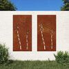 vidaXL 2 db vir&aacute;gmint&aacute;s corten ac&eacute;l kerti fald&iacute;sz 105 x 55 cm