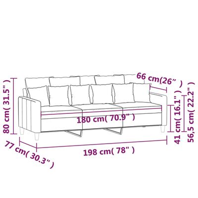 vidaXL 3 személyes világosszürke bársony kanapé 180 cm