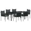 vidaXL Kert &eacute;tkező szett 7 pcs Fekete &eacute;s Sz&uuml;rke PE Rattan