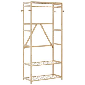 vidaXL bambusz ruha&aacute;llv&aacute;ny polcokkal 80x40x175 cm