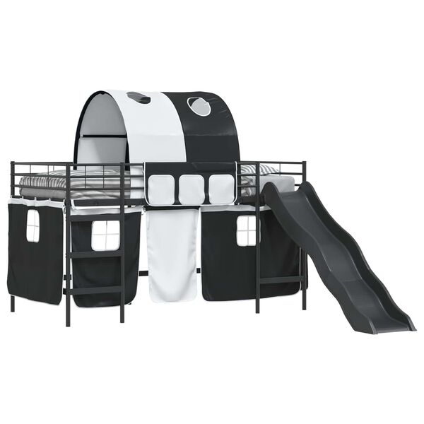 vidaXL Gyerekek Loft &Aacute;gykerete Fekete 79,5 x 200 cm F&eacute;m