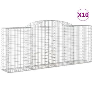 vidaXL 10 db &iacute;ves horganyzott vas gabion kos&aacute;r 300x50x120/140 cm