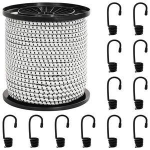 vidaXL Bungee K&ouml;t&eacute;l Horgokkal 4 mm Fekete &eacute;s Feh&eacute;r PP &eacute;s gumi
