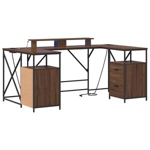 vidaXL Asztal Barna T&ouml;lgy Szerelt Fa 182 x 101 x 87,5 cm