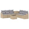 vidaXL Kanap&eacute; Szett 8 db Beige &eacute;s Vil&aacute;gossz&uuml;rke Poli rattan &eacute;s ac&eacute;l