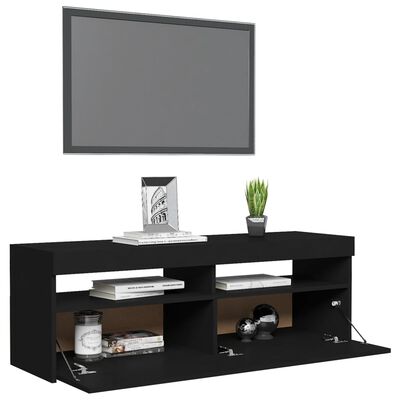 vidaXL fekete TV-szekrény LED-lámpákkal 120 x 35 x 40 cm