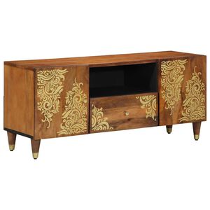 vidaXL TV szekr&eacute;ny fi&oacute;kkal M&eacute;z barna 105 x 33 x 46 cm T&ouml;m&ouml;r Mang&oacute;f&aacute;t