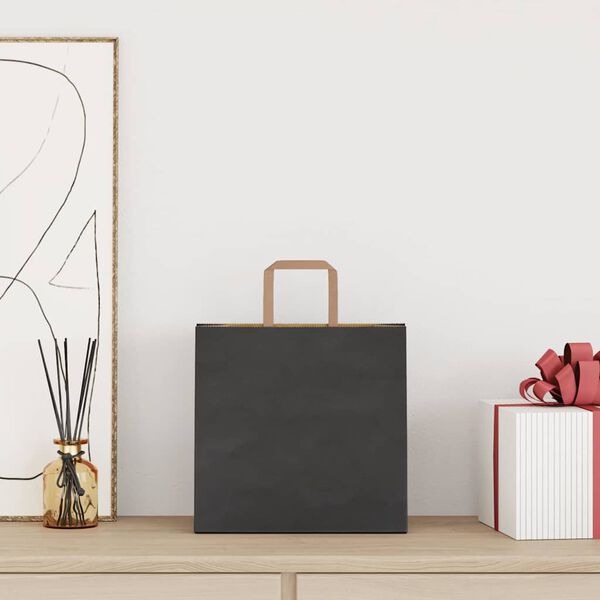 vidaXL 50 db fekete pap&iacute;rzacsk&oacute;k foganty&uacute;kkal 26x17x25 cm