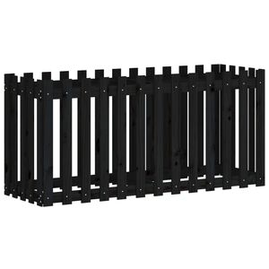 vidaXL fekete t&ouml;m&ouml;r fenyőfa kerti magas&aacute;gy&aacute;s ker&iacute;t&eacute;ssel 150x50x70 cm