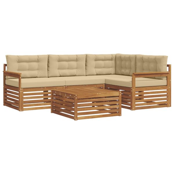 vidaXL K&uuml;lt&eacute;ri kanap&eacute; szett p&aacute;rn&aacute;val 5 pcs Term&eacute;szetes &eacute;s b&eacute;zs