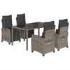 vidaXL 5 r&eacute;szes sz&uuml;rke polyrattan kerti &eacute;tkezőgarnit&uacute;ra p&aacute;rn&aacute;val