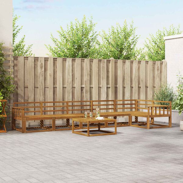 vidaXL K&uuml;lt&eacute;ri kanap&eacute; szett 7 pcs Term&eacute;szetes T&ouml;m&ouml;r Ak&aacute;cfa