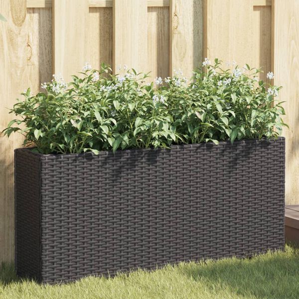 vidaXL 2 db fekete polyrattan kerti &uuml;ltetől&aacute;da 2 cser&eacute;ppel 90x20x40 cm