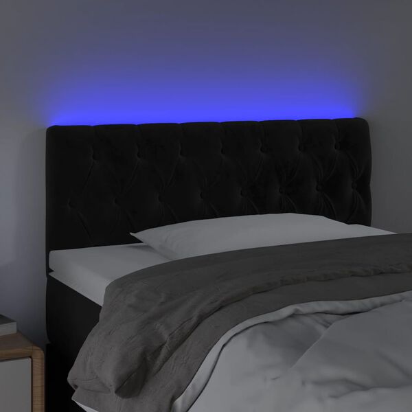 vidaXL fekete bársony LED-es fejtámla 90 x 7 x 78/88 cm